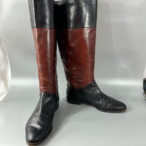 Guazzo Exclusively for Alberto's Made in Italy Two-tone Leather Riding Boots, 38